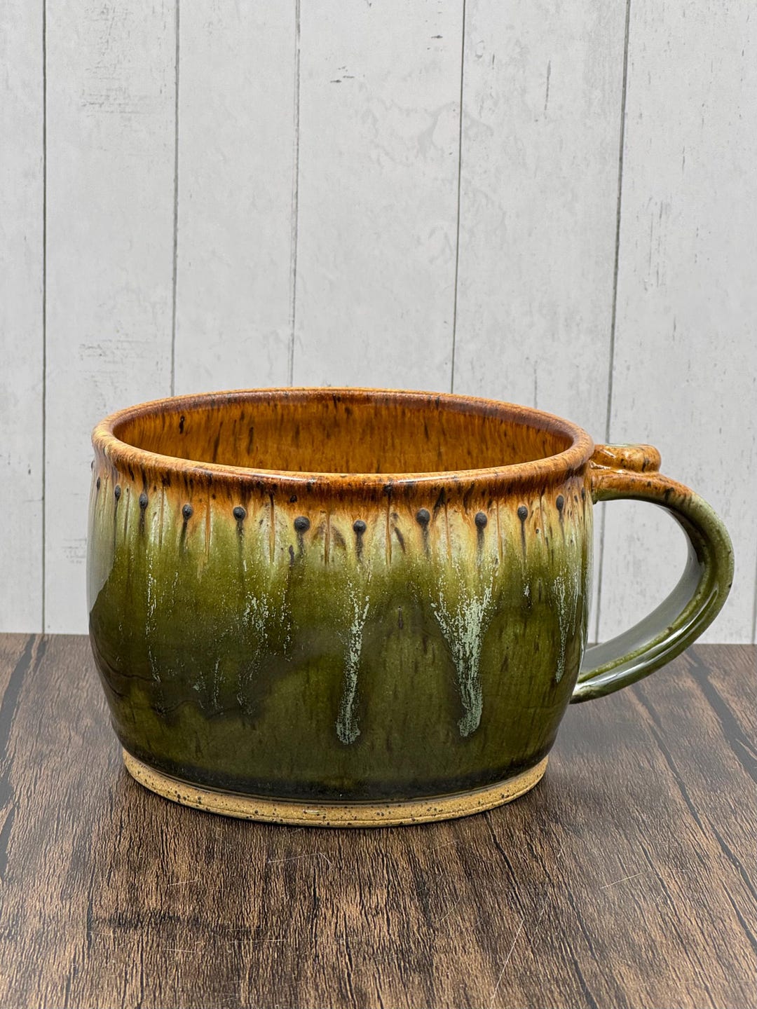 Handmade Wheel Thrown Stoneware Pottery Soup Bowl With Drippy Glaze ...