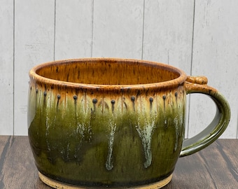 Handmade Wheel Thrown Stoneware Pottery Soup Bowl With Drippy Glaze ...