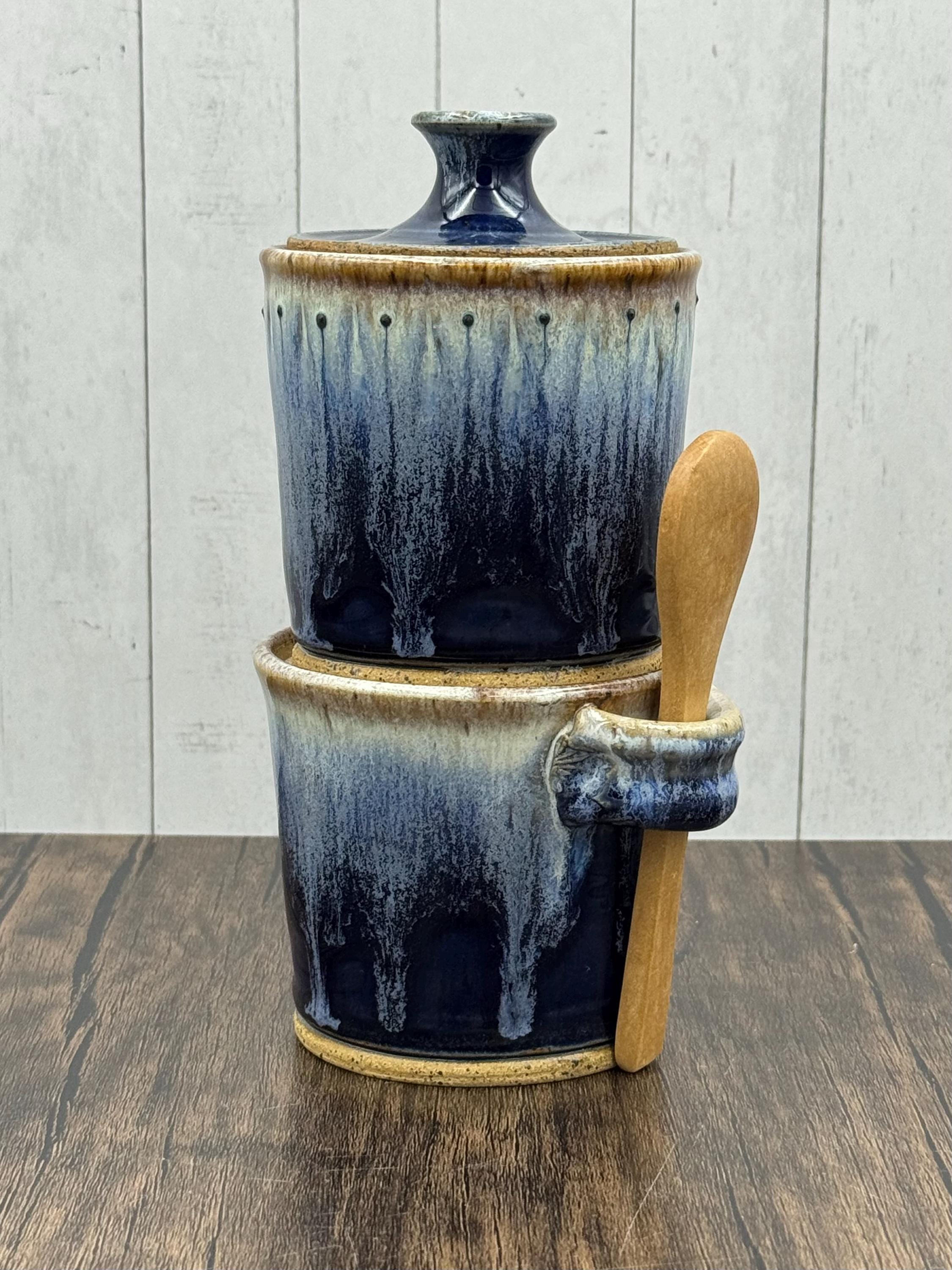 Stacking Salt Stacking Salt and Pepper Container Set, Spice Jars, Salt Cellar, Salt ...