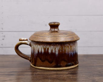 Egg cooker, veggie streamer, handmade stoneware pottery,