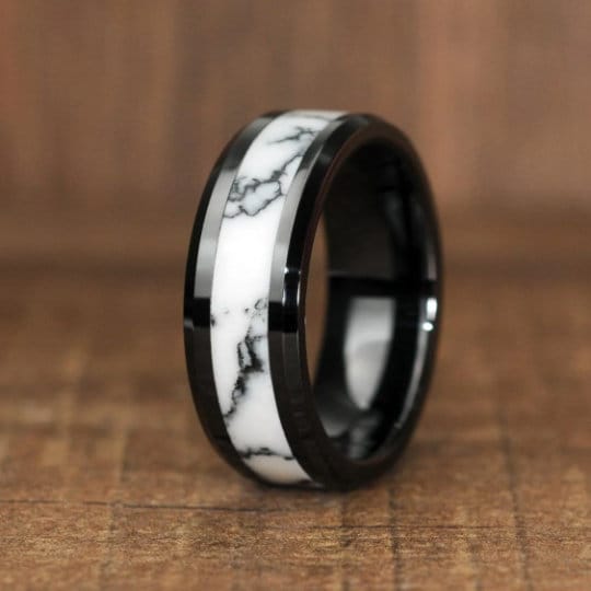 Black marble wedding band online