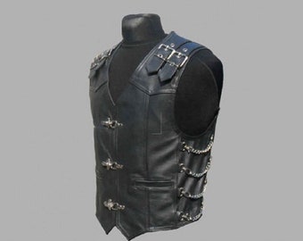 esthetisch bibliotheek Kennis maken Men's Genuine Leather Biker Vest Chained Choppers Vest - Etsy