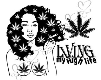 Download Stoner Babe Afro Lady Smoking Weed 420 Marijuana Svg Clip Art Art Collectibles