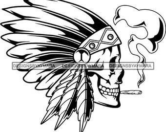 photo Simple Indian Headdress Skull indian skull etsy