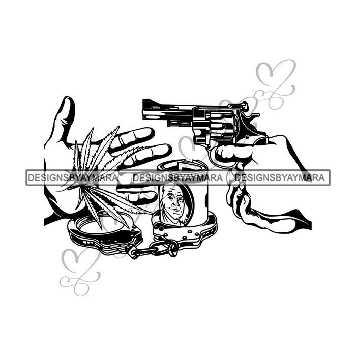 Marijuana Gun Money Handcuffs Joints Blunt Buds Weed Pot Leaf Etsy