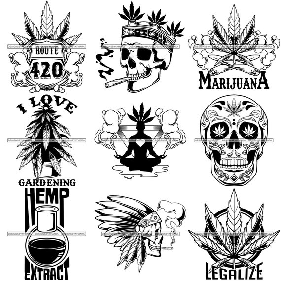Download Free Bundle 9 Marijuana Skull Quote Smoke Joint Weed Grass Cannabis Etsy SVG Cut Files