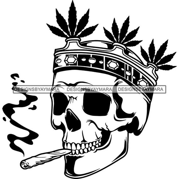 Download Skull Crown Head Cigarette Fresh Leaf Dope Grass Cigar Paper Etsy