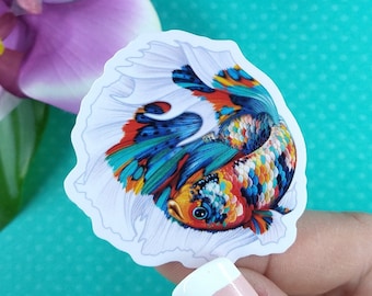 2in Betta Fish Sticker Christmas Butterfly Halfmoon, Vinyl Sticker, Betta Fish Gift, Betta Fish Lover, Water Bottle Sticker, Hydroflask