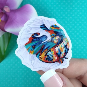 2in Betta Fish Sticker Christmas Butterfly Halfmoon, Vinyl Sticker, Betta Fish Gift, Betta Fish Lover, Water Bottle Sticker, Hydroflask