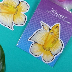 3in Pineapple Betta Fish Magnet Gift for Betta Fish Lover, Doubletail Betta, Locker Magnet, Car Magnet, Fridge Magnet, Flexible Magnet