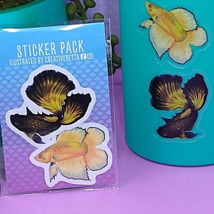 Betta Fish Sticker Pack, Clear Sticker, Mini Sticker, Water Bottle Sticker, Hydroflask Sticker, Laptop Decal, Phone Sticker, Aquarium Decor