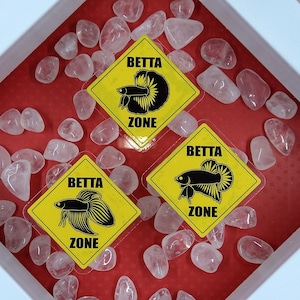 Aquarium Caution Signs, Warning, Aquarium Decor, Betta Fish Tank Decor, Window Decal, Static Cling, Removable Sticker, Betta Fish Sticker