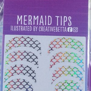 Mermaid Nail Stickers #4, Mermaid French Tips, Mermaid Nail Tips, Mermaid Nail Wraps, Mermaid Scales, Mermaid Stickers, Fish Scale Nails