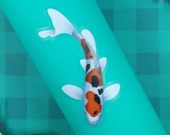 3in Clear Vinyl Koi Fish Sticker, Waterproof Sticker, Water Bottle Sticker, Koi Fish Gift, Koi Fish Art, Koi Wall Art, Koi Fish Decal
