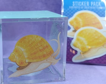 2in Yellow Mystery Snail Static Cling set of 2 - Aquarium, Fish Tank, Car, or Window - Gift for Snail Lovers, Fish Lovers, Aquarium Lovers