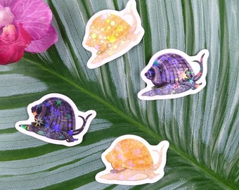 Mystery Snail Sticker Pack, Holographic Sticker, Vinyl, Mini Sticker, Water Bottle Sticker, Hydroflask Sticker, Laptop Decal, Phone Sticker