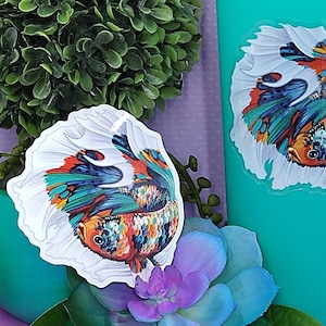 3in Betta Fish Sticker Multicolor Butterfly, Clear Sticker, Betta Fish Gift, Betta Fish Lover, Pet Gift, Water Bottle Sticker, Hydroflask