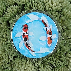 Koi Fisch Pin, Geschenk für Koi FischLiebhaber, Koi Teich Dekor, Koi Schmuck, Acryl Pin, Revers, Pin Anstecker, Pinnwand, Pinnwand, für Pin Display, Niedliches Pin Geschenk