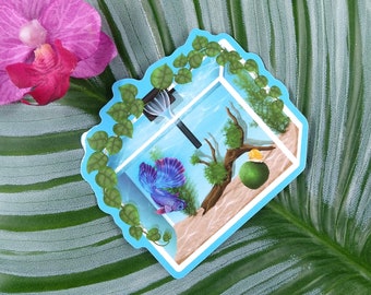 3in Betta Fish Aquarium Sticker, Vinyl Sticker, Betta Fish Gift, Betta Fish Lover, Pet Fish Gift, Water Bottle Sticker, Laptop Decal