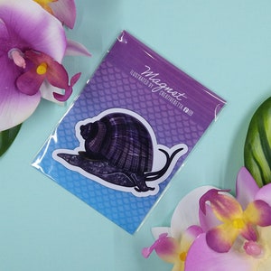 3in Magnet Purple Mystery Snail Gift for Aquarium Lover, Snail Lover, Fish Lover, Locker Magnet, Car Magnet, Fridge Magnet, Flexible Magnet