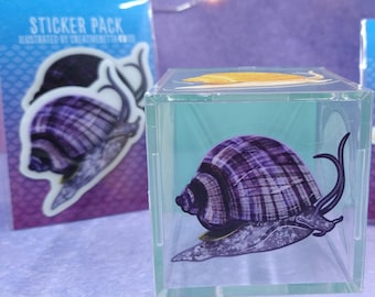 2in Purple Mystery Snail Static Cling set of 2 - Aquarium, Fish Tank, Car, or Window - Gift for Snail Lovers, Fish Lovers, Aquarium Lovers