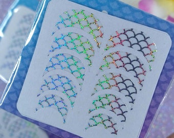 Mermaid Nail Stickers #4, Mermaid French Tips, Mermaid Nail Tips, Mermaid Nail Wraps, Mermaid Scales, Mermaid Stickers, Fish Scale Nails