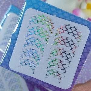 Mermaid Nail Stickers #4, Mermaid French Tips, Mermaid Nail Tips, Mermaid Nail Wraps, Mermaid Scales, Mermaid Stickers, Fish Scale Nails