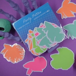 Glow In The Dark Vinyl Sticker Pack - Gift For Betta Fish Lover, Party Favor, Kids Party, Gift Tag, Car Decal, Water Bottle, Tumbler, Window