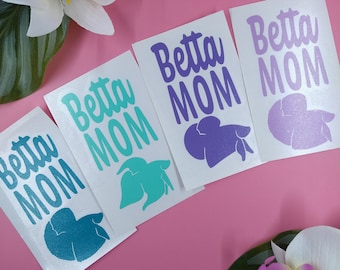 Betta Fish Mom Vinyl Decal, Gift for Mom, Mom Tumbler, Mothers Day Gift, Mom Birthday, Gift from Kids, Vinyl Car Decal, Betta Fish Sticker