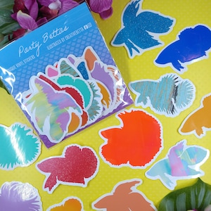 Florida Sunset, Betta Fish Sticker Pack, Gastgeschenke für Kinder, Betta Fish Tank Decor, Vinyl Aufkleber, wasserdichte Aufkleber, Geschenkanhänger, Strand