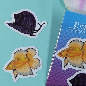 1.5in Glossy Clear Vinyl Betta Fish Sticker Pack - Gift for Betta Fish Lover, Betta Lover, Waterproof Sticker, Clear Sticker, Vinyl Sticker