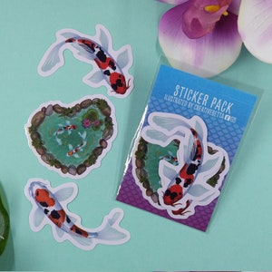 2in Vinyl Koi Pond Sticker Pack, Koi Fish Sticker, Koi Fish Art, Koi Fish Pond, Water Bottle Sticker, Laptop Decal, Phone Sticker, Car Decal