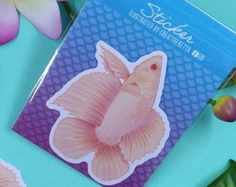 3in Vinyle Brillant Pastel Orange Double Tail Betta Fish Sticker - Cadeau pour Betta Fish Lover, Aquarium, Tank, Décalcomanie, Fenêtre, Ordinateur portable, Tumbler