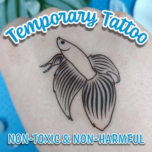 2in Betta Fish Tattoo, Temporary Tattoo, Tribal Tattoo, Tattoo for Kids, Party Favor, Party Tattoos, Tattoo Sticker, Betta Fish Sticker