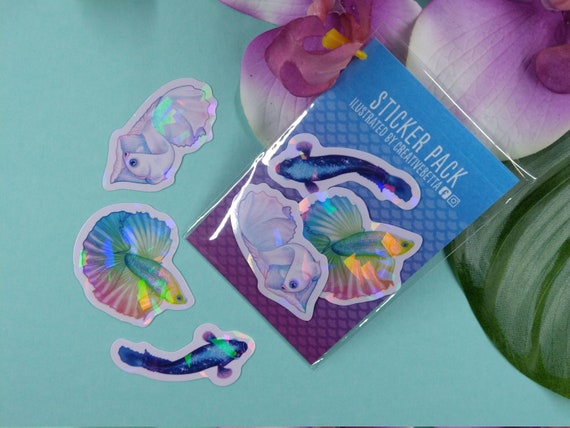 Waterproof Sticker Betta Lover Holographic Sticker Gift for Betta Fish Lover 1.5in Rainbow Holographic Vinyl Betta Fish Sticker Pack Waterproof Sticker Betta Lover Holographic Sticker Gift for Betta Fish Lover 1.5in Rainbow Holographic Vinyl Betta Fish Sticker Pack