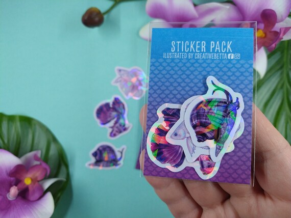 Waterproof Sticker Betta Lover Holographic Sticker Gift for Betta Fish Lover 1.5in Rainbow Holographic Vinyl Betta Fish Sticker Pack Waterproof Sticker Betta Lover Holographic Sticker Gift for Betta Fish Lover 1.5in Rainbow Holographic Vinyl Betta Fish Sticker Pack