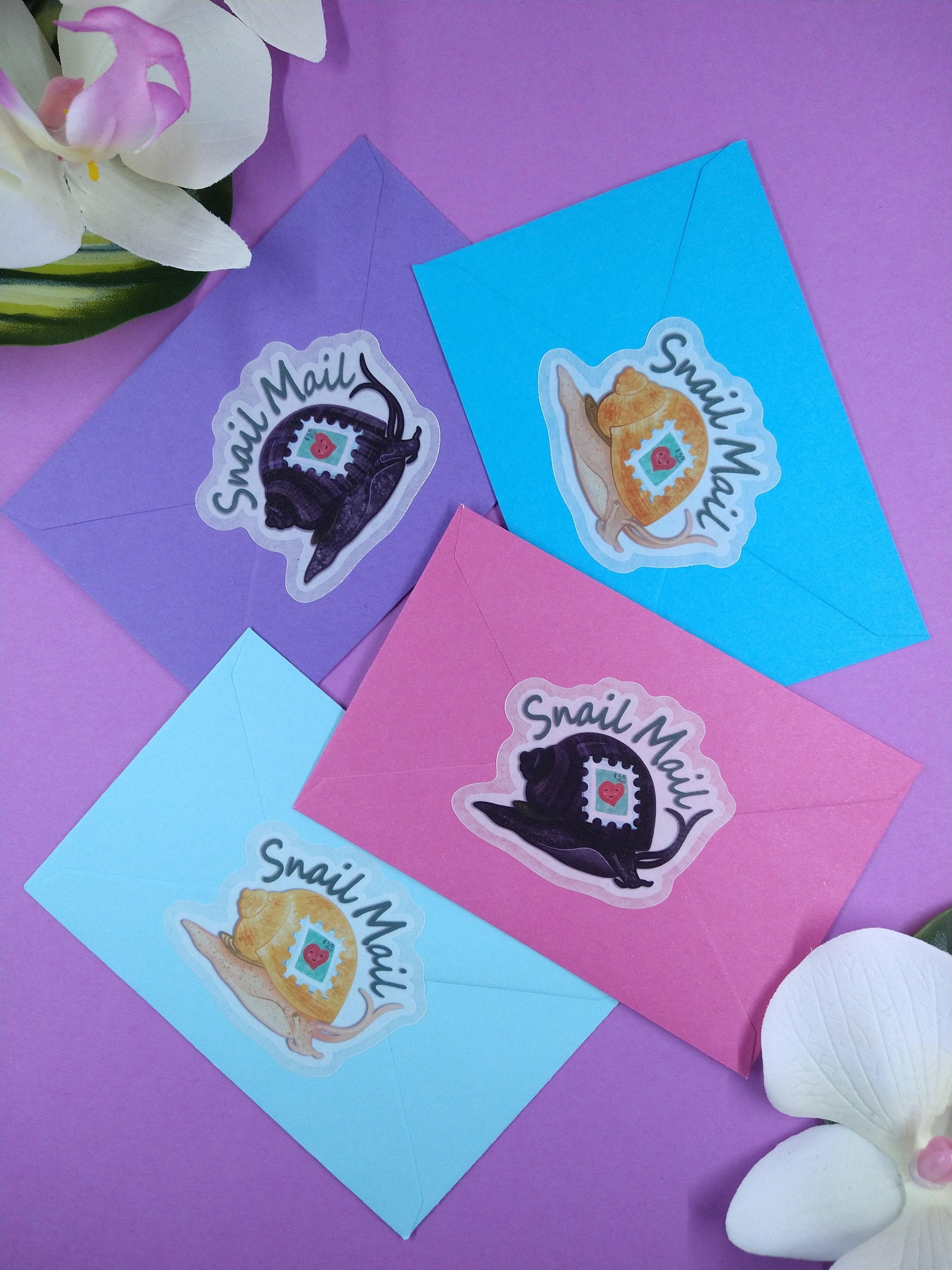 Mystery Snail Stickers, Washi Stickers, Envelope Stickers, Envelope Seals, Snail Mail, Mail Label, Mail Stamp, Sticker Pack, Planner Sticker