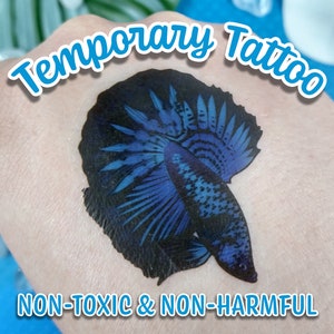 2in Betta Fish Tattoo, Temporary Tattoo, Tattoo for Kids, Party Favor, Party Tattoos, Tattoo Sticker, Betta Fish Sticker, Betta Fish Art