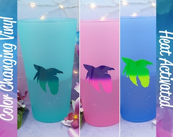 Heat Activated Color Changing Vinyl Decal - Veiltail Sticker, Gift For Betta Fish Lover, Tumbler, Coffee Mug, Shower Wall, Tub, Fun For Kids