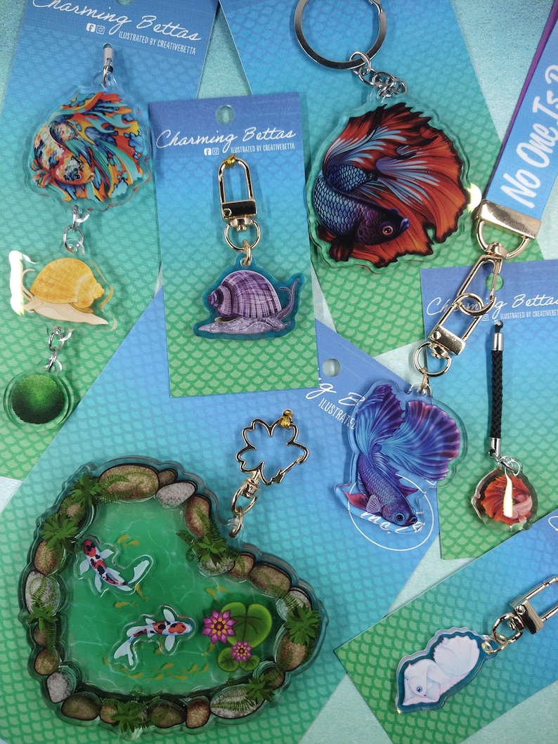 Dangling Charm, Acrylic Charm, Connecting Charm, Fish Tank Decor, Desk