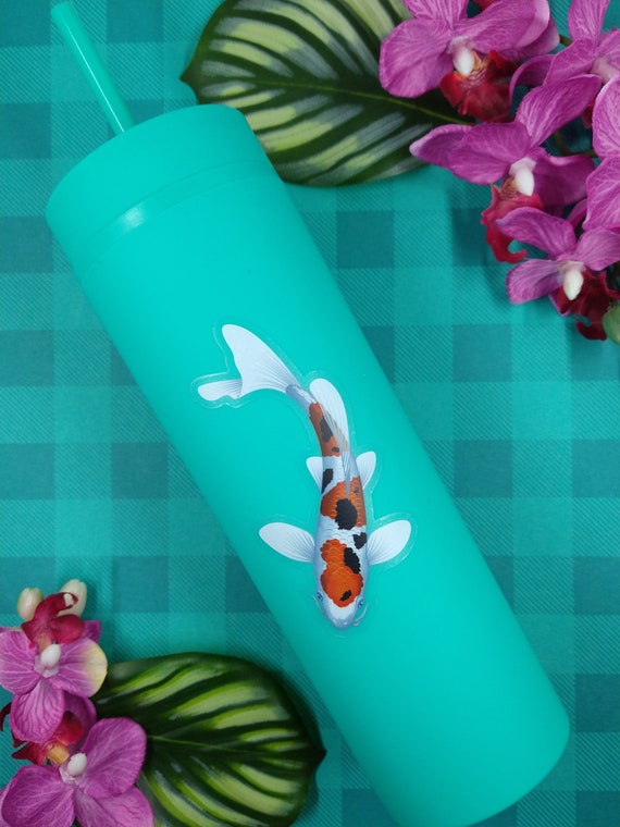 3in Clear Vinyl Koi Fish Sticker, Waterproof Sticker, Water Bottle Sticker, Koi Fish Gift, Koi Fish Art, Koi Wall Art, Koi Fish Decal