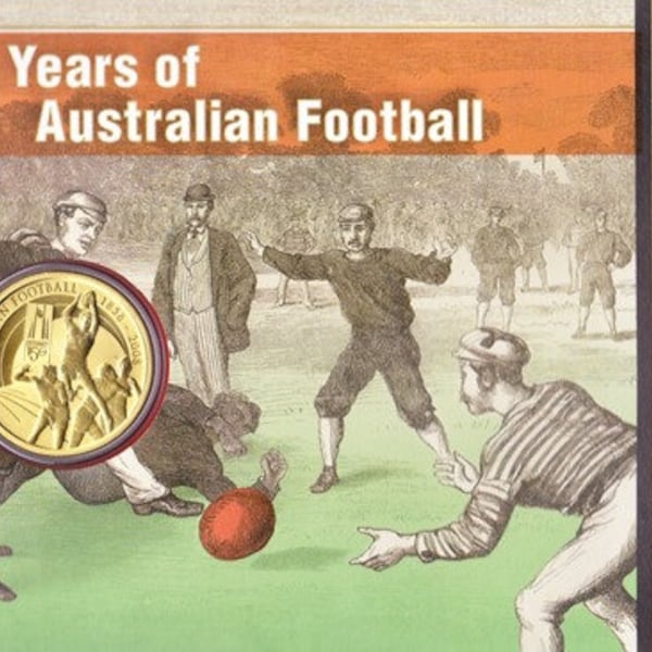 PNC / FDC 2008 150 Years of Australian Football Stamp and Coin Cover Australia Perth Mint AUD1.00 Uncirculated Commemorative Coin