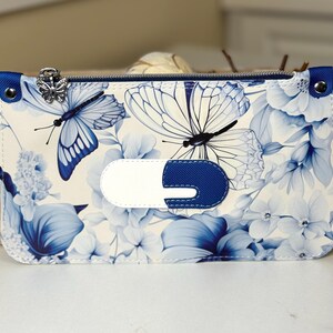 Pill Pouch Blue and White with Pill Shaped Applique