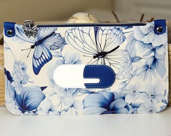Pill Pouch Blue and White with Pill Shaped Applique