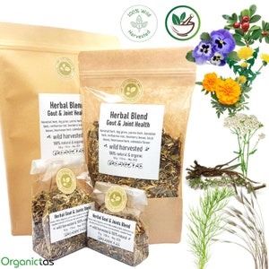 Natural Organic Senior Herbal Mixture Tea Blend "JOINTS/GOUT" of all natural 9 efficient and beneficial Herbs (100g/3.53 oz.)