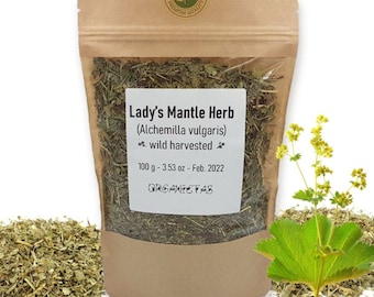 Organic Natural LADY&#39;S MANTLE Herb, Alchemilla Vulgaris, Wild Harvest Natural Dried Herbal Tea (100g/3.53 oz.) Worldwide Shipping & Delivery