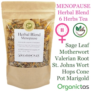 Organic Natural Herbal Mixture Tea Blend 'MENOPAUSE' - 6 Selected Herbs - 100g / 3.53 oz. - Best Climacteric Tea for Women in Climacterium