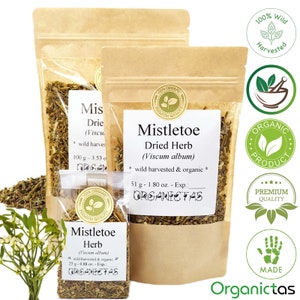 MISTLETOE Herb (100 g/3.53 oz.) Viscum Album Tea Organic Dried Loose Herbal Infusion Premium Quality Viscum Album Herba Wild Harvested