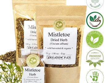 MISTLETOE Herb (100 g/3.53 oz.) Viscum Album Tea Organic Dried Loose Herbal Infusion Premium Quality Viscum Album Herba Wild Harvested