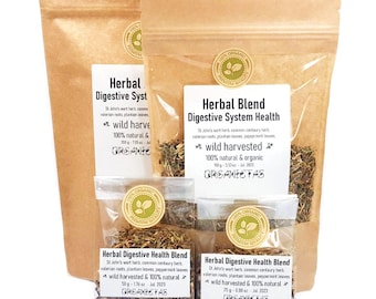 Organic Digestive Herbal Tea Blend, St. John's Wort, Mint 100g